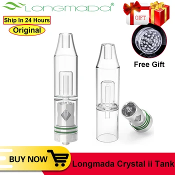 

Updated Longmada Crystal ii Tank Heating System Wax Oil Dry Herb Vaporizer Thread 510 Pure Quartz Chamber For Dab Pen Vape kit