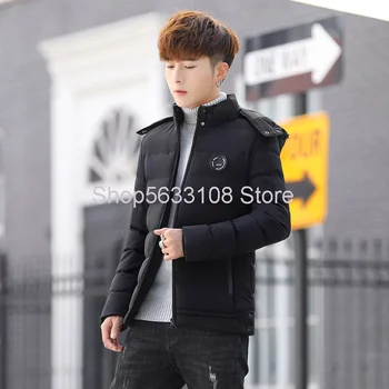 

2020 Cotton-padded Jacket Thicken Keep Warm With Cap Men's Coat Slim Fit Cotton-padded Jacket Teenagers Leisure Cotton-padded