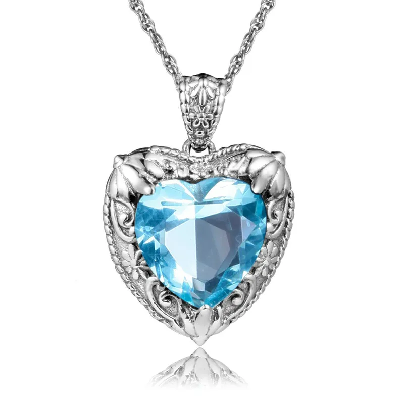 

Heart Pendant For Women Silver 925 Fine Jewelry 925 Sterling Silver Pendants Aquamarine Luxury Brand Jewelry Without Necklace