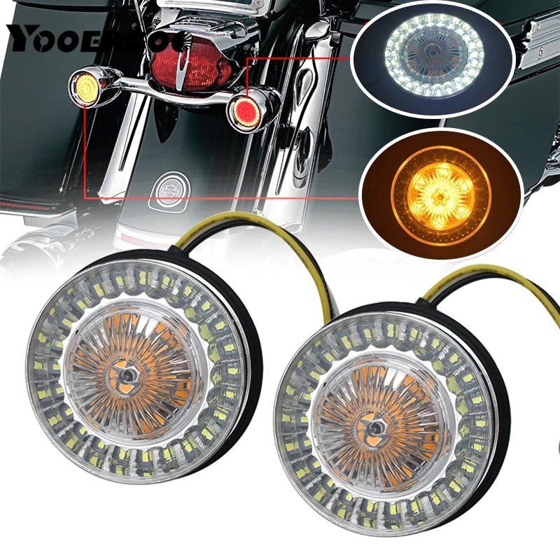 2" Amber White 1157 LED Front Turn Signal Inserts Bullet Style for Street Glide Special