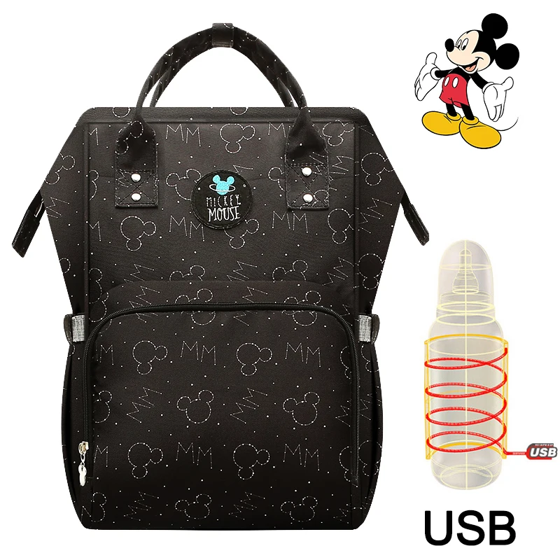 10 Сумка для подгузников disney, рюкзак, USB бутылочка, изоляционные сумки, Минни, Микки, большая емкость, для путешествий, Оксфорд, для кормления детей, рюкзак для подгузников - Цвет: 10