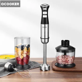

QCOOKER Hand Blender 5 Speed Electric Portable Handheld Food Processor Mixer Juicer Multi-function Quick Cooking for Kitchen