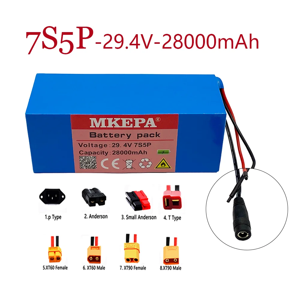 MKEPA 7S5P 24V 28Ah 18650 комплект литий-ионный батарей 15A BMS 500W 29 4 V 28000mAh электромотор для