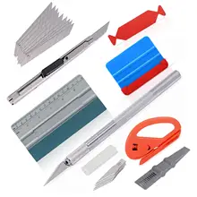 FOSHIO автомобильные инструменты из углеродного волокна лист винила пленка для обертывания Ракель наклейка скребка резак набор ножей оконный оттенок установочная оснастка