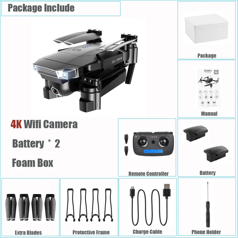Двойная камера оптического потока Радиоуправляемый Дрон с 4K HD Wifi FPV камера Вертолет игрушки Квадрокоптер складной 18 минут долгий срок службы батареи Дрон - Color: Foambox 4K 2BATTERY