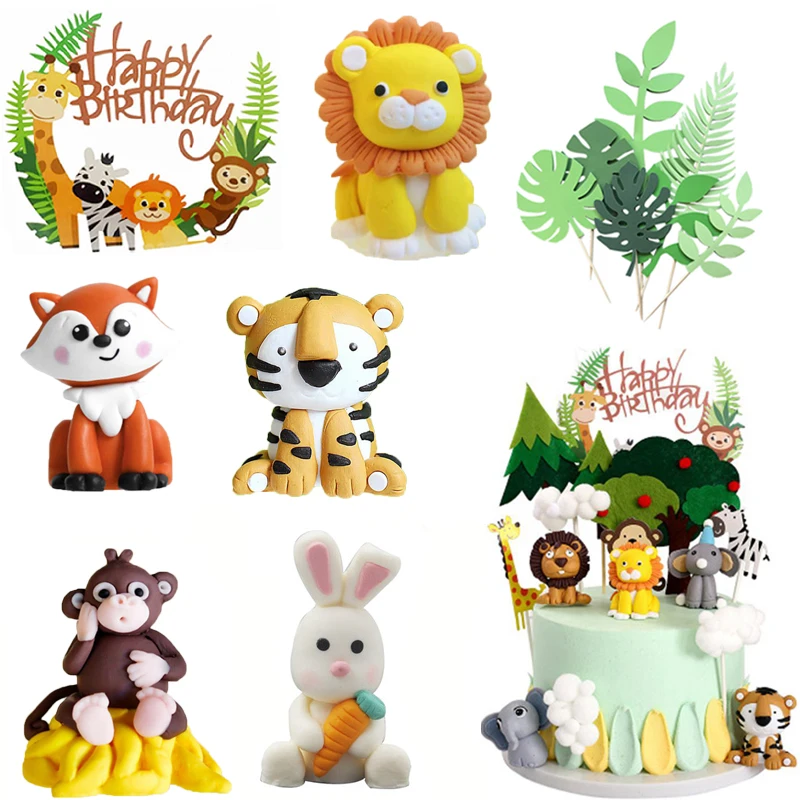1setAnimalCakeTopperCakeDecorSafariJungleAnimalsWoodland