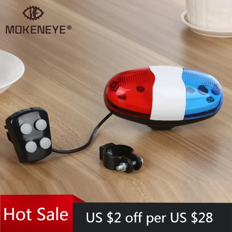 Bike-Bell Siren Cycle-Lamp Police 6-Led-Light Electronic Red/blue Trumpet Waterproof