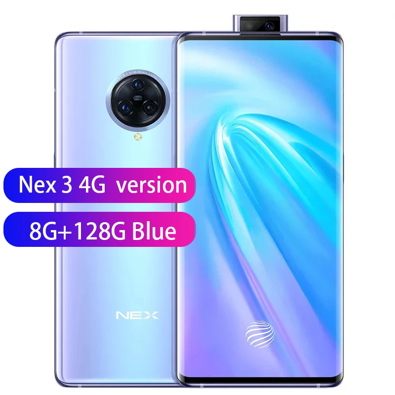 4G 8G 128G Blue Мобильный телефон vivo NEX 3, 6,89 дюймов, 8 ГБ, 128 ГБ, 256 ГБ, 4G и 5 ГБ, Snapdraon 855 Plus, 64 мп, камера заднего вида, 16 МП, фронтальная, 4500 мАч, мобильные телефоны - Цвет: 4G 8G 128G Blue
