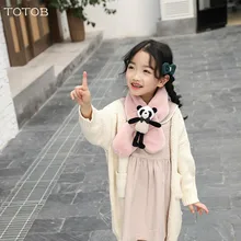 Шарф в Корейском стиле, плюшевый шарф для мальчиков и девочек, коллекция года, зимний модный толстый теплый детский нагрудник с рисунком панды, детский шарф, милый шарф