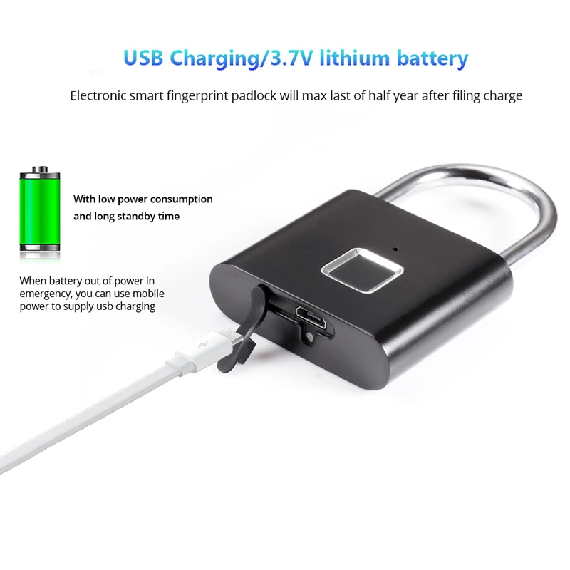 Bayroon безопасности Keyless USB Перезаряжаемый биометрический дверной замок Умный