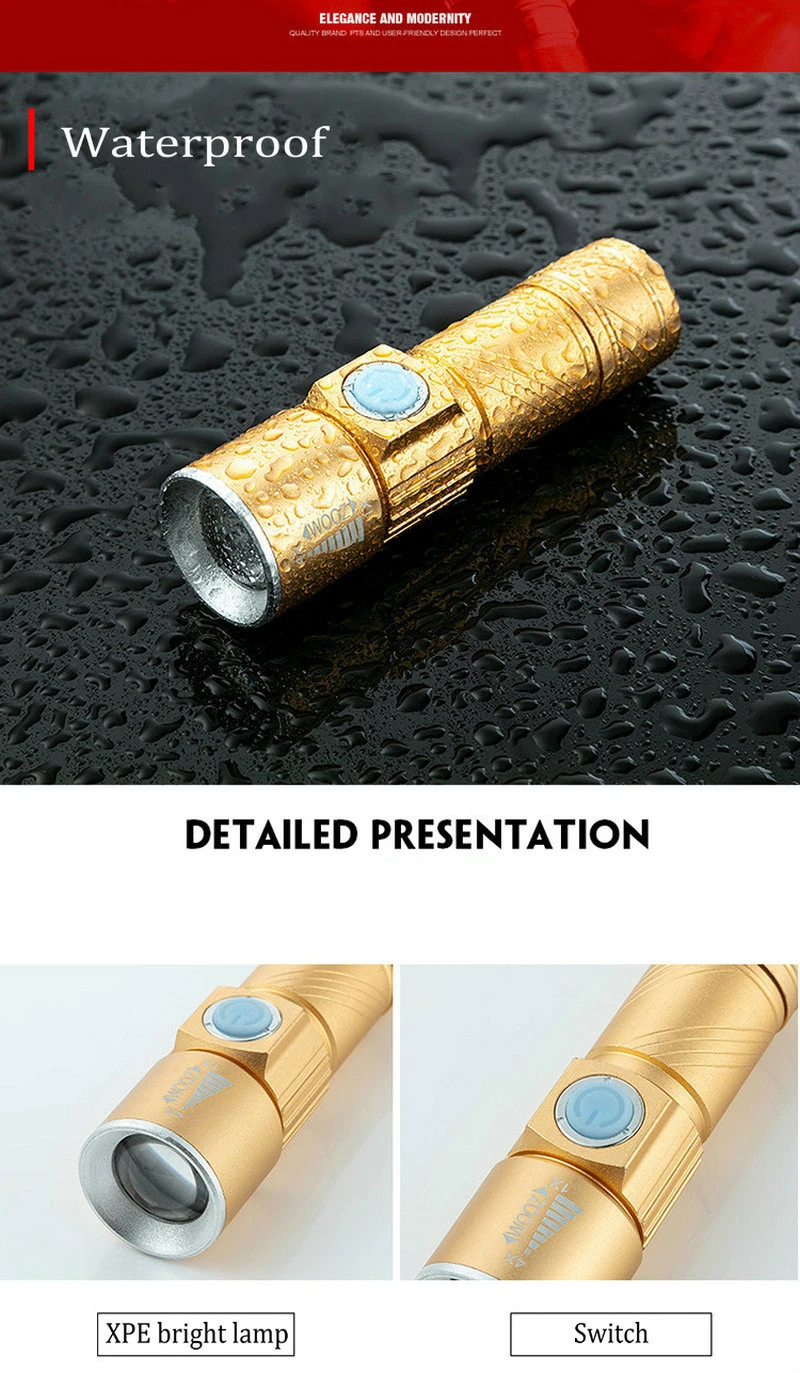 Zoomable Bike Front Light  Bicycle Flashlight USB Charging Flashlight Cycling Waterproof Torch Bike Headlight Bicycle Light (11)