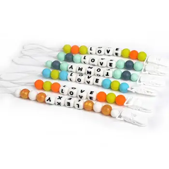 

26Pcs English Letter Teether Silicone Bead DIY Necklace Pacifier Chain Accessory