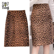 Tingfly повседневные винтажные замшевые Faldas Mujer новые осенние юбки леопардовая юбка с принтом женская модная юбка Женская Офисная Рабочая Юбка