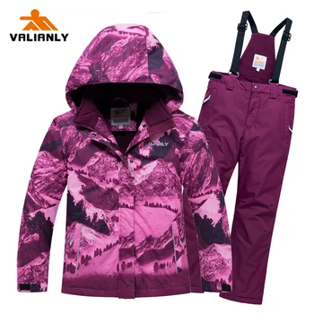 

2020 Kids Winter Ski Suit Girls Skiing Jacket Pants 2 Pieces Waterproof Windproof Children Thick Warm Snow Set For Girls Outdoor