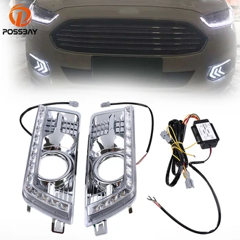 

POSSBAY White Yellow Turn Signal Lights LED DRL Daytime Running Light Driving Lamp for Cadillac SRX II 2010-2016 Daylight