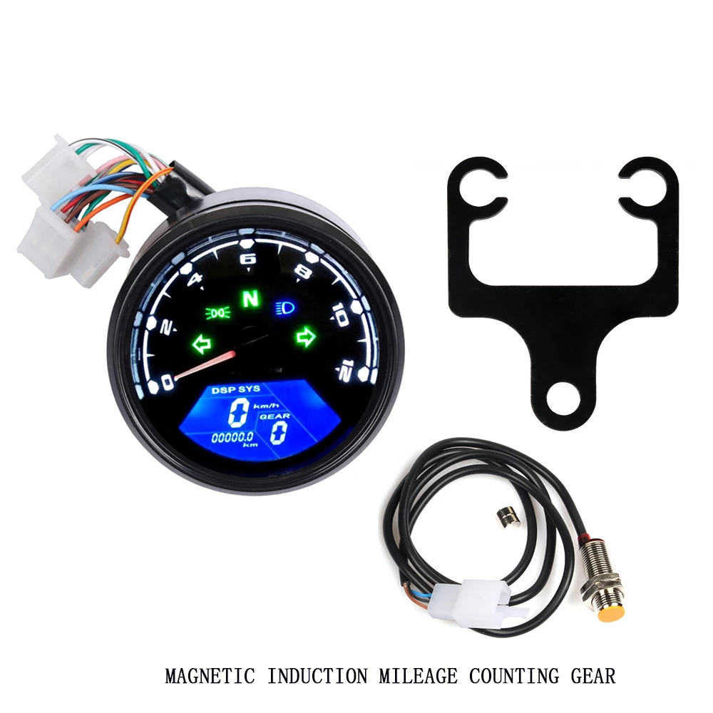 Für Cafe Racer Motorrad Tacho Instrument Kilometerzähler Drehzahlmesser  Dashboard Öl Gauge LCD Digital Dash Anzeige Universal