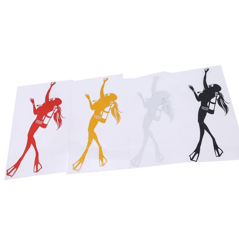 

Special Vignette With Scuba Diving Movement Cartoon Diver Characters Woman Car Stickers Decoration