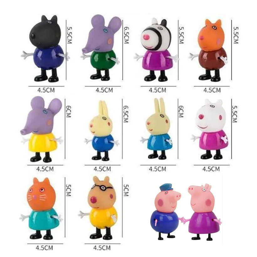 12 pcs Модные игрушки Свинка Пеппа, игрушечный дом, кукла, спортивный автомобиль, оригинальная семейная полная роль, развивающие игрушки для детей, фигурка, модель, подарки для детей - Цвет: 12 pcs