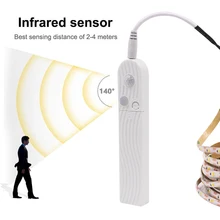 Светодиодная подсветка под шкаф 1 м 2 м 3 м PIR датчик движения светодиодная лента водонепроницаемый гибкий светодиодный светильник Питание от батареи типа ААА для гардероба лестницы