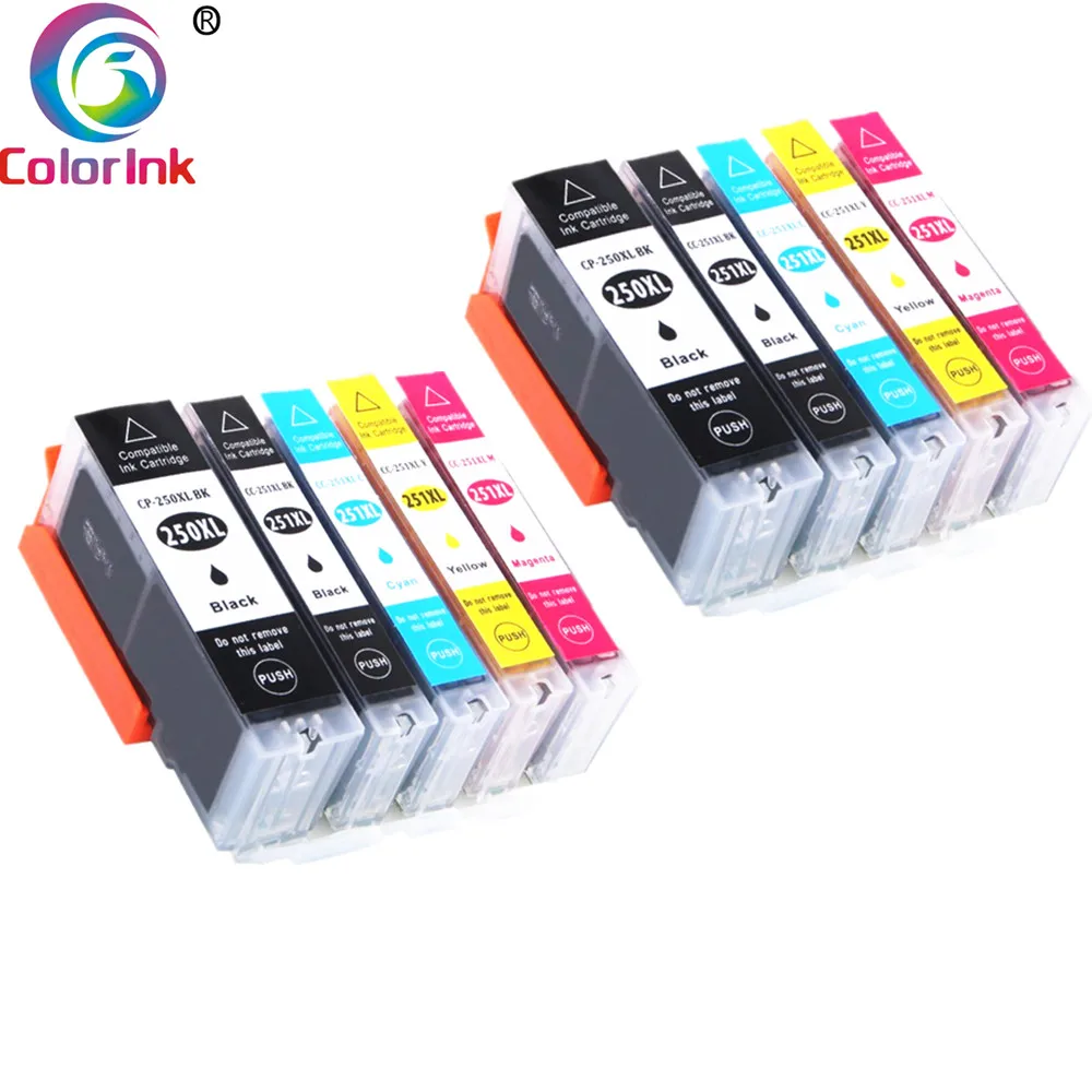 Цвет чернил упаковка из 10 шт. 250XL 250 251 чернильный картридж для принтера Canon pgi250xl cli251xl MX922 IX6820 MG5420 MG5422 MG5520 картридж с чернилами для принтера