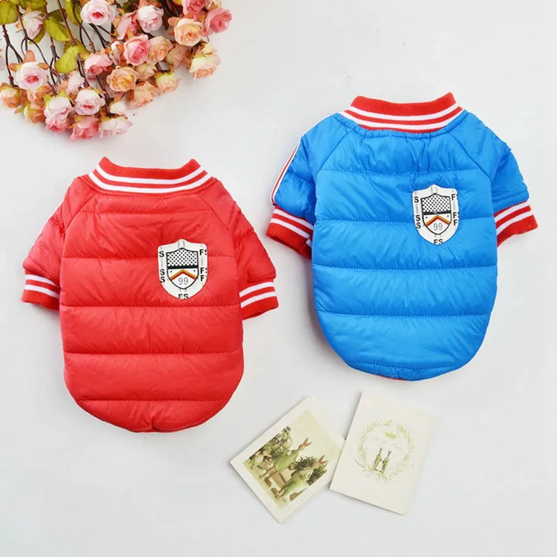 

Pet Costume Warm Printed Cotton Padded Hooded Jacket for Autumn Winter Thickening Durable Solid Color Dog Clothes