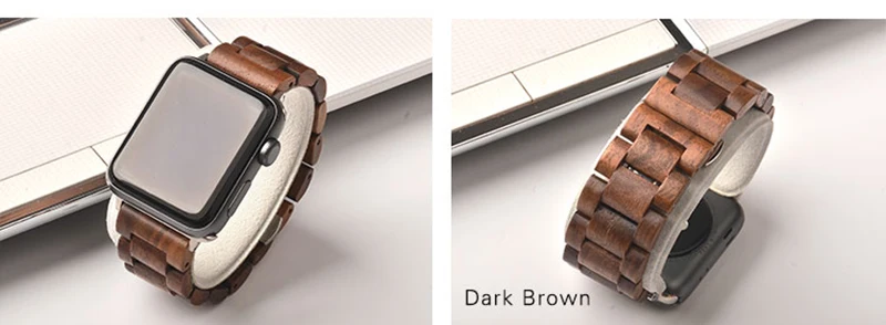 Высокое качество деревянный ремешок для наручных часов Apple watch, версии натурального бамбука черный коричневый ремешок для наручных часов iwatch серии 5 4 3 2 1 40/44/42/38 мм полосы