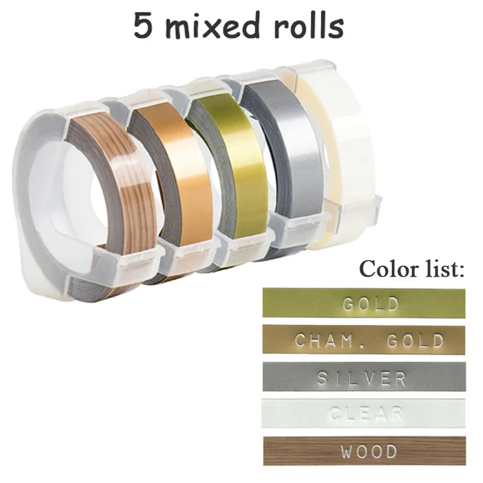 Этикетка cidy 5 шт Многоцветный Dymo 3D 6/9/12 мм тиснение запечатанных лент совместимый с Dymo 1610/12965/1540/1880 для Motex E101 этикетка производители - Цвет: 5 Mixed color
