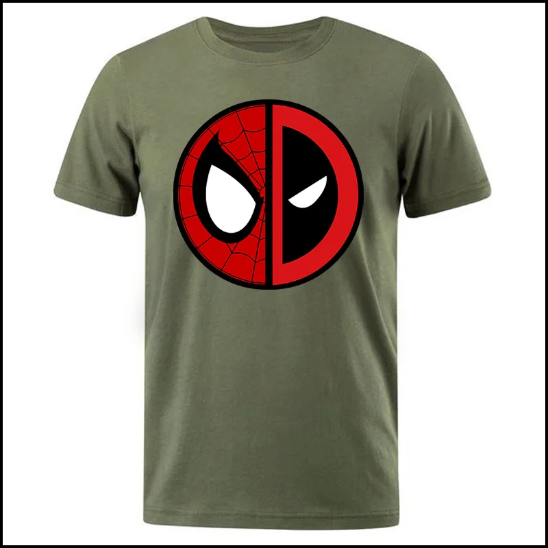 Лето, Забавные топы, Дэдпул, Человек-паук, футболки для мужчин, высокое качество, футболка, MARVEL, модные мужские футболки, хлопок, брендовая футболка - Цвет: army green 6