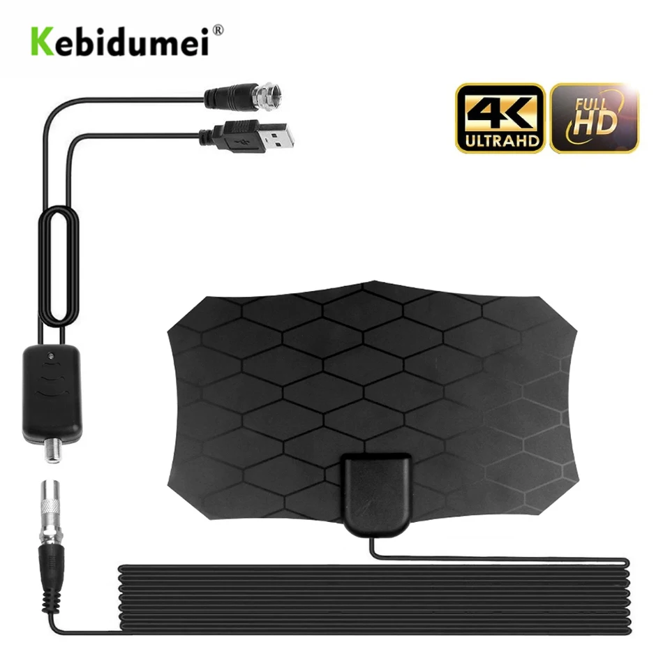 

Kebidumei 120 Miles TV Antenna Freeview 25DB Digital HDTV Antenna With Amplifier Signal Booster Radius Surf Fox DVB-T2 TV Aerial