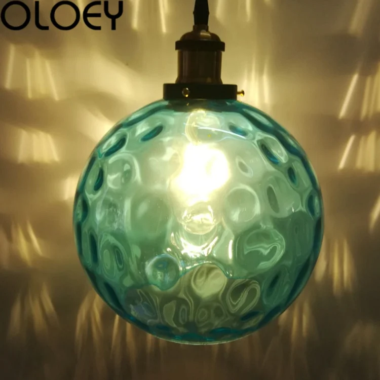 

Blue LED chandelier glass ball hanging line lamp E27 bulb lamp living room kitchen bedroom decoration 90~260V