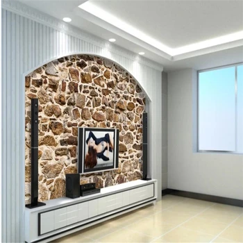 

modern wallpaper for living room Retro nostalgic stone pattern stone brick wallpapers TV sofa background wall