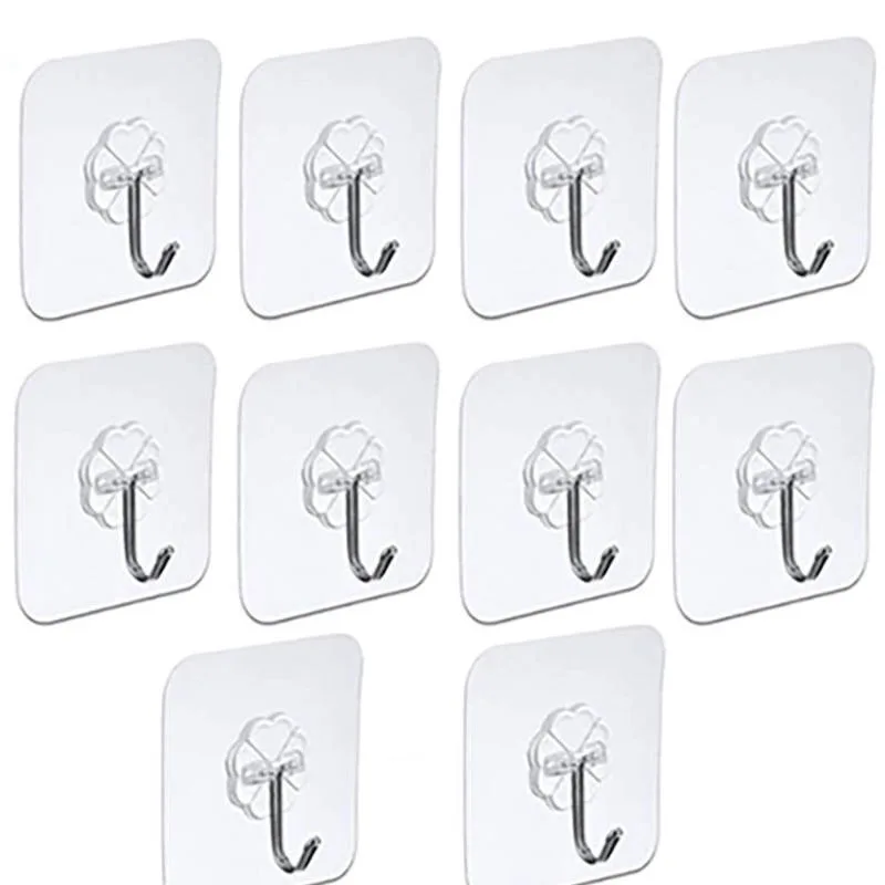 Gancho de puerta adhesivo para pared, ganchos transparentes antideslizantes, sin traza, resistentes, para baño, pegatinas de pared para cocina, 10 Uds.