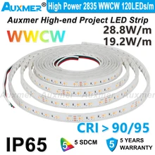 

High Power 2835 WWCW LED Strip,IP65,120LEDs/m,CRI95/90,CCT Strips,Silicone waterproof,for kitchen bathroom balcony sun room