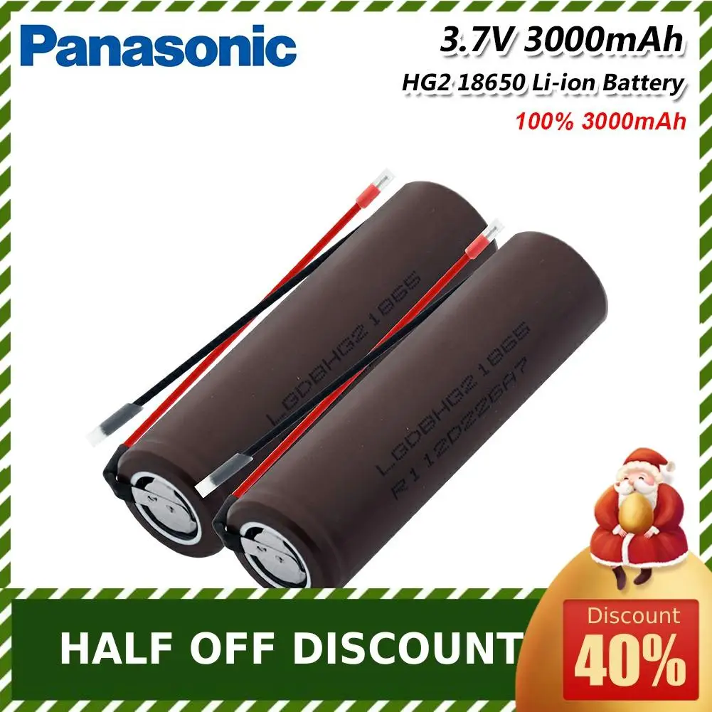Panasonic HG2 18650 3000mAh литий-ионный аккумулятор 18650HG2 3,7 V разряда 20A, выделенные батареи+ DIY соединительные провода