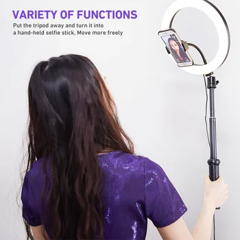 

10 inch LED Ring LED Light Photography Selfie Ring Lighting with Tripod Stand for Smartphone Gopro Show Video Makeup Photos D40