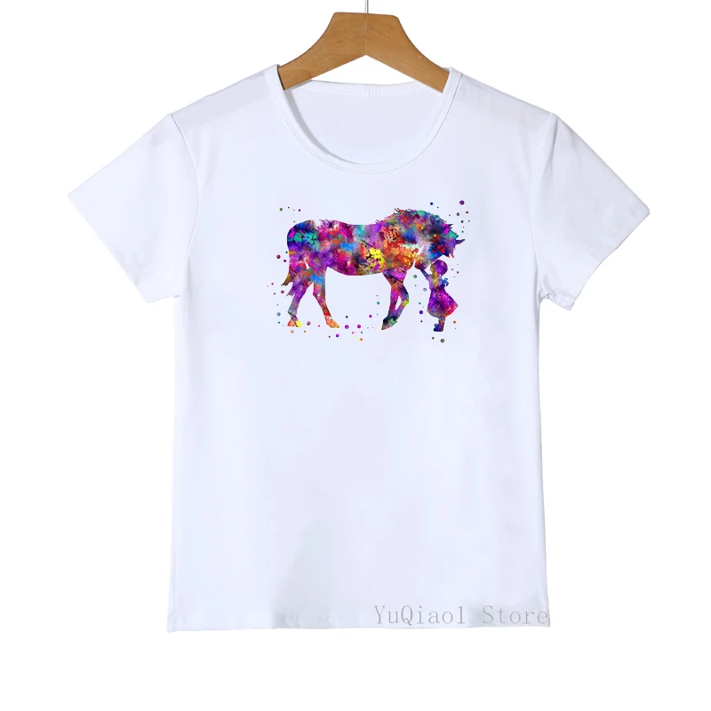 

watercolor girls boys love horse animal print t-shirt girls boys funny white kids clothes graphic t shirts camisetas summer tops