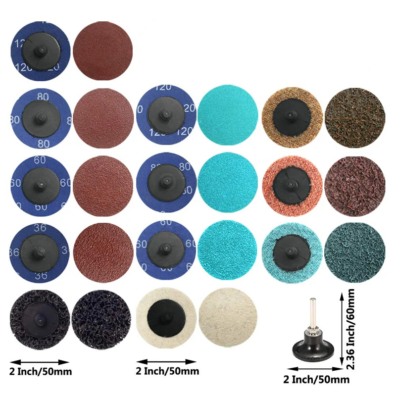 54pcs 2inch Quick Change Disc Set Roll Lock Sanding Disc+1pcs 1/4inch Shank holder for grinding welding seam smoothing surface 54pcs 2inch Quick Change Disc Set Roll Lock Sanding Disc+1pcs 1/4inch Shank holder for grinding welding seam smoothing surface