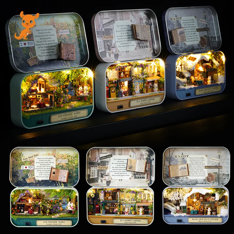 

Box Theatre Dollhouse Furniture Miniature Toy DIY miniature Doll house Furnitures LED Light Toys for Children Birthday Gift V5