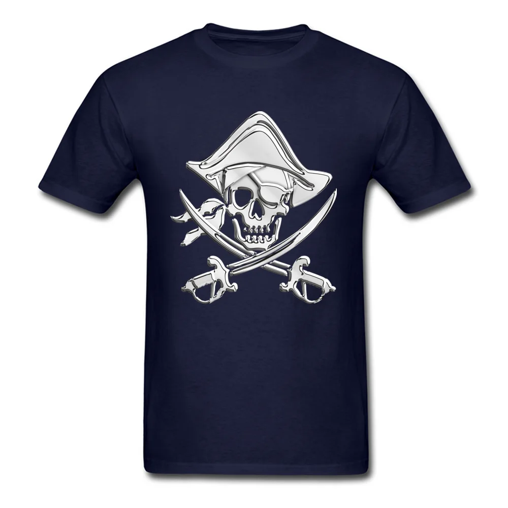 Custom Chrome Like Pirate Crossbones Man Top T-shirts Newest Summer/Autumn Tops & Tees Round Neck 100% Cotton Fabric Tee Shirt Chrome Like Pirate Crossbones navy
