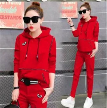 

Printed Tracksuit Women Two Piece Set Spring Autumn Clothes Hooded Pullover Sweatshirt Top And Pants Suits Korean Style Outfits