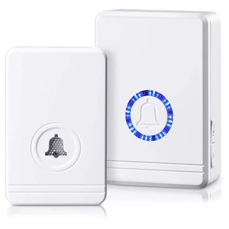 

Wireless Doorbell for Home Classroom Office Business, 1300 Ft Long Range, Adjustable Volume 48 Chimes with LED Flash Plug in Doo