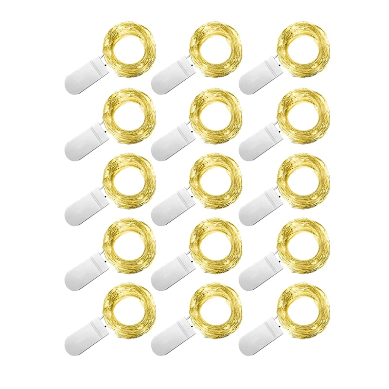 

15 Pack Fairy Lights, LED Firefly Silver Color Wire Lights 20 LED 7.2FT Battery Powered Lights for DIY Wedding Party Jar Centerp