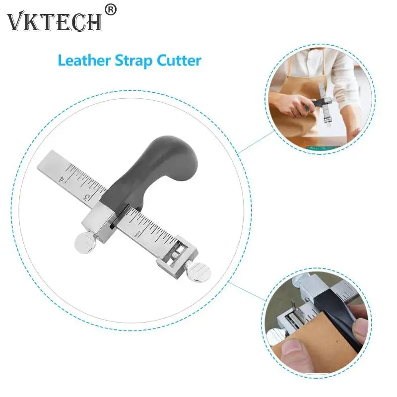 

Professional Leather Strap Cutter Draw Gauge Leathercraft Strip Belt Tool DIY Hand Cutting Leather Tools with 2 Sharp Blades