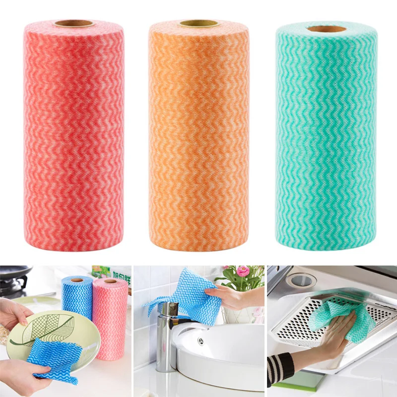 Disposable Roll Cleaning Cloth Reusable Non Woven Cloths Dish Cloths for Household Kitchen Window 2019ing