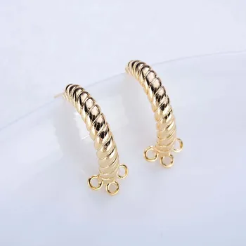 

4PCS 20*6MM 24K Gold Color Plated Brass with Three holes distortion horn Earrings Hooks High Quality Diy Jewelry Accessories