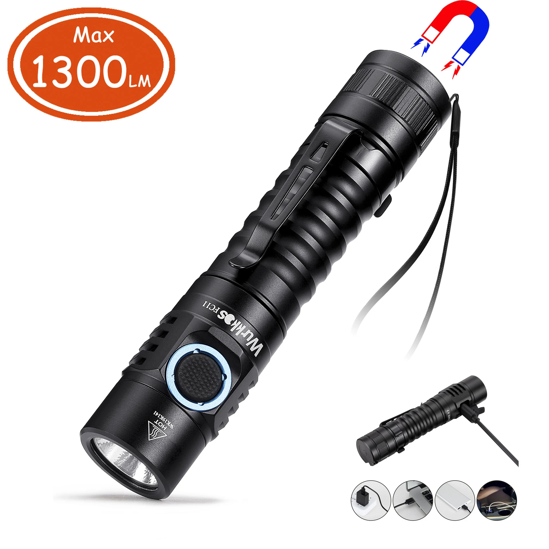 Linterna LED potente FC11 1300lm, LH351D, recargable por USB C, 18650, táctica, impermeable, para pesca|Linternas y antorchas| - AliExpress