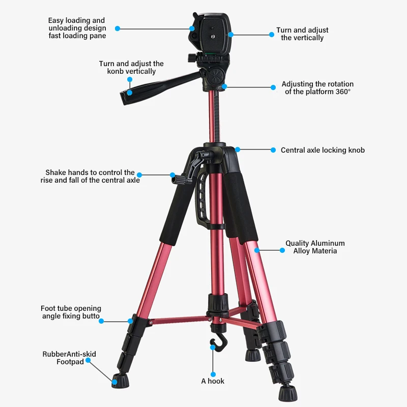 Tripé da Câmera para o Telefone com Bolsa de Transporte Fotografia Telefone Móvel Bluetooth Remoto Vídeo Dslr Canon 180cm - Image 2