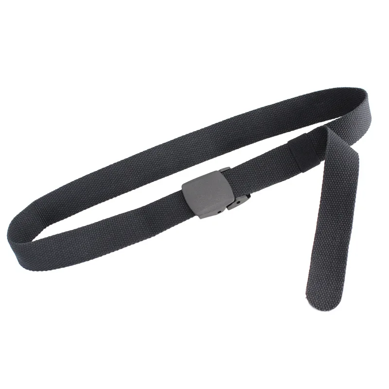Men's and Women's Canvas Belt Through Security Plastic Anti Allergy Automatic Buckle Casual Jeans 32mm black Outdoor Cinturones |