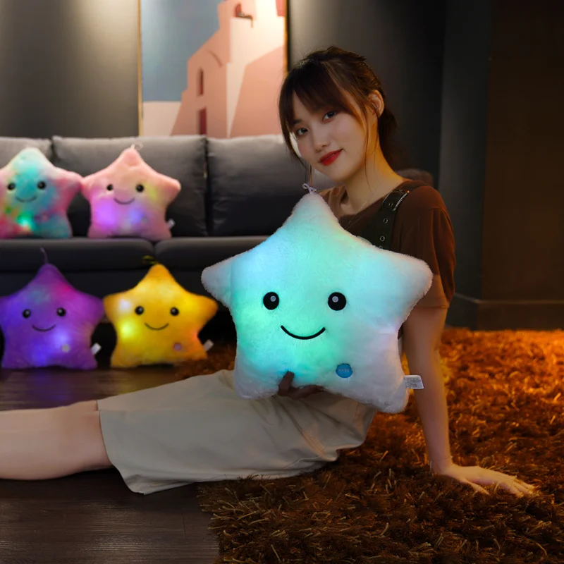 Luminous Star Pillow Led Light Pillow Plush Toys Colorful Stars Kids Toys Birthday Gifts For Kids 1pc 40CM