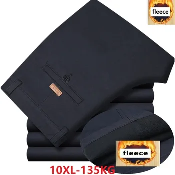 

Winter Autumn fleece thicken men Pants warm 6XL 7XL 8XL 9XL 10XL large size big pants khaki business formal Casual suit pants